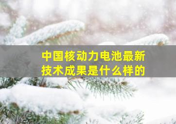 中国核动力电池最新技术成果是什么样的