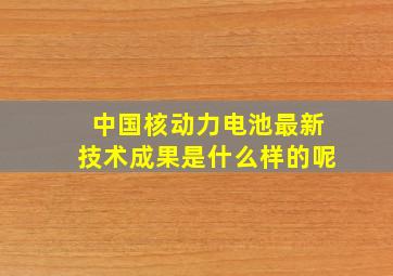 中国核动力电池最新技术成果是什么样的呢