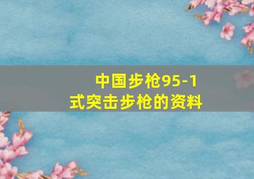 中国步枪95-1式突击步枪的资料