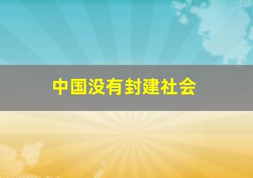 中国没有封建社会