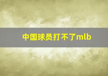 中国球员打不了mlb