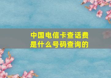 中国电信卡查话费是什么号码查询的