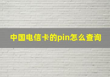 中国电信卡的pin怎么查询