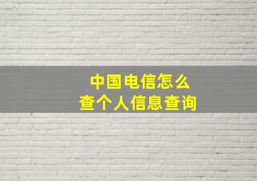 中国电信怎么查个人信息查询