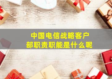 中国电信战略客户部职责职能是什么呢