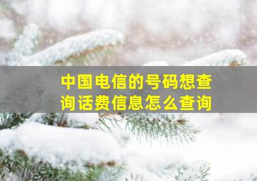 中国电信的号码想查询话费信息怎么查询