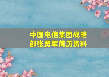 中国电信集团战略部张勇军简历资料