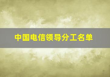 中国电信领导分工名单