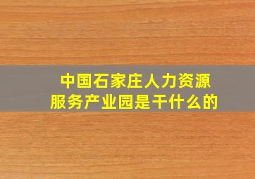 中国石家庄人力资源服务产业园是干什么的