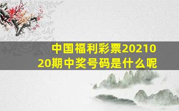 中国福利彩票2021020期中奖号码是什么呢