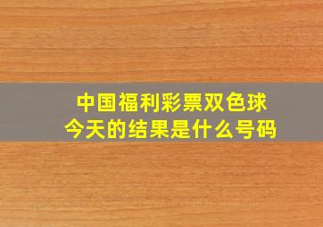 中国福利彩票双色球今天的结果是什么号码