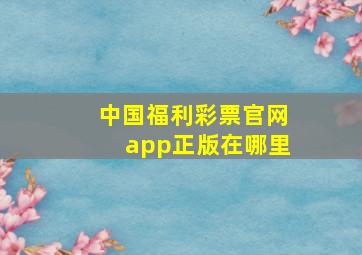 中国福利彩票官网app正版在哪里