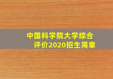 中国科学院大学综合评价2020招生简章