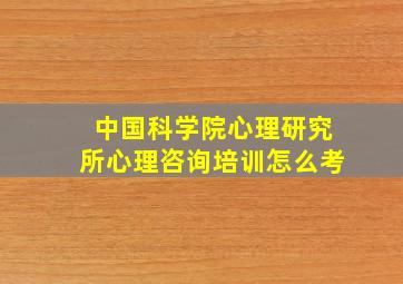 中国科学院心理研究所心理咨询培训怎么考