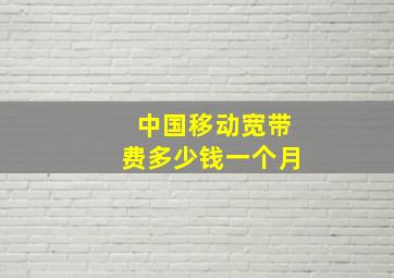 中国移动宽带费多少钱一个月