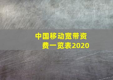 中国移动宽带资费一览表2020