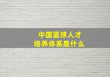 中国篮球人才培养体系是什么