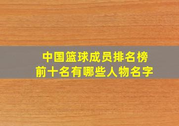 中国篮球成员排名榜前十名有哪些人物名字