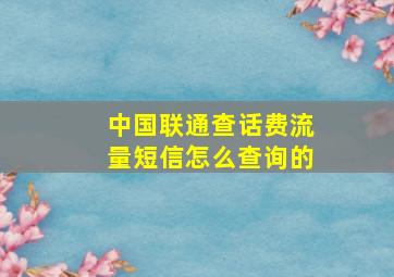 中国联通查话费流量短信怎么查询的