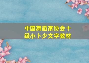 中国舞蹈家协会十级小卜少文字教材