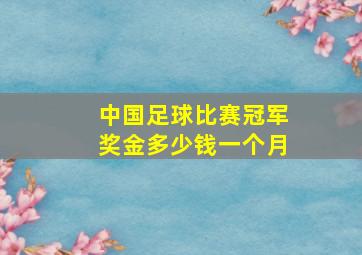 中国足球比赛冠军奖金多少钱一个月