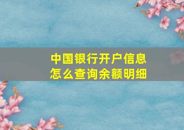 中国银行开户信息怎么查询余额明细