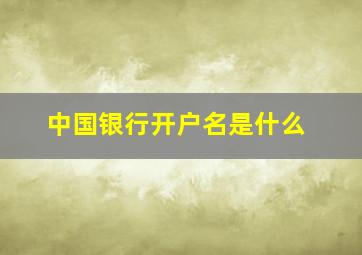 中国银行开户名是什么