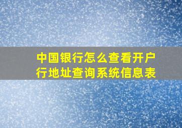 中国银行怎么查看开户行地址查询系统信息表