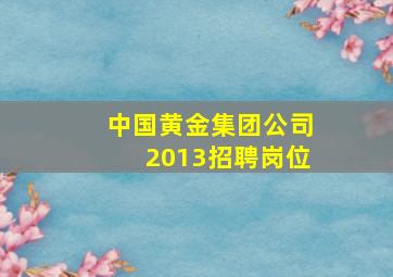 中国黄金集团公司2013招聘岗位