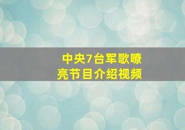 中央7台军歌嘹亮节目介绍视频