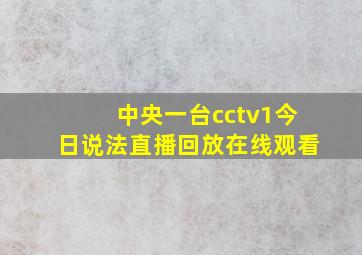 中央一台cctv1今日说法直播回放在线观看