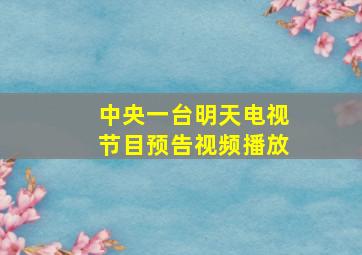 中央一台明天电视节目预告视频播放