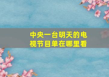 中央一台明天的电视节目单在哪里看