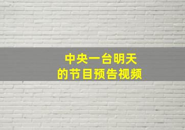 中央一台明天的节目预告视频