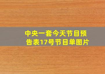 中央一套今天节目预告表17号节目单图片