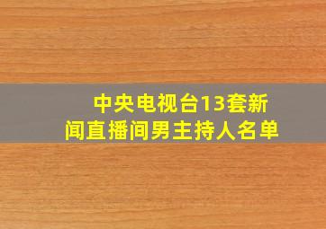 中央电视台13套新闻直播间男主持人名单