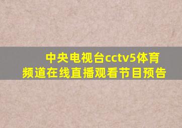 中央电视台cctv5体育频道在线直播观看节目预告