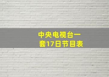 中央电视台一套17日节目表