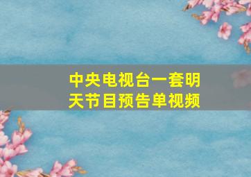 中央电视台一套明天节目预告单视频