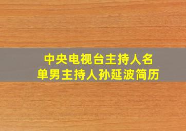 中央电视台主持人名单男主持人孙延波简历