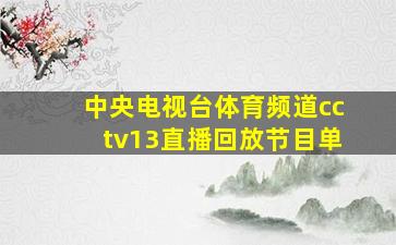 中央电视台体育频道cctv13直播回放节目单