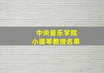 中央音乐学院小提琴教授名单