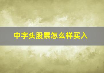 中字头股票怎么样买入