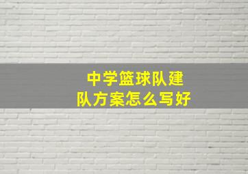 中学篮球队建队方案怎么写好