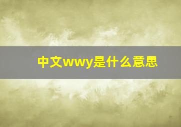 中文wwy是什么意思