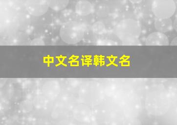 中文名译韩文名