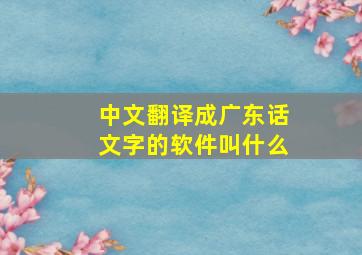 中文翻译成广东话文字的软件叫什么