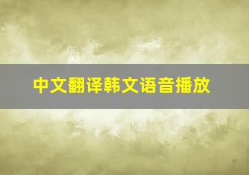 中文翻译韩文语音播放