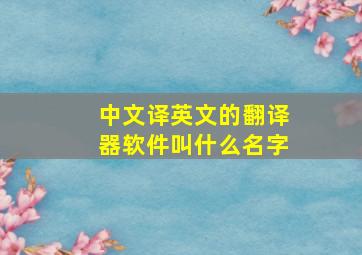 中文译英文的翻译器软件叫什么名字