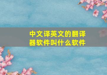 中文译英文的翻译器软件叫什么软件